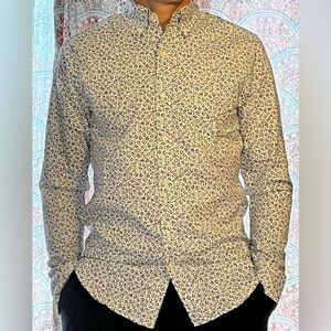 NWOT J.Crew Slim Untucked Secret Wash cotton poplin shirt (navy/white pattern)